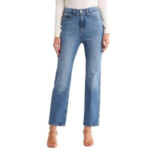 Good American Good Curve Straight High Waist Jeans Medium Wash Jeans Sz 0/25